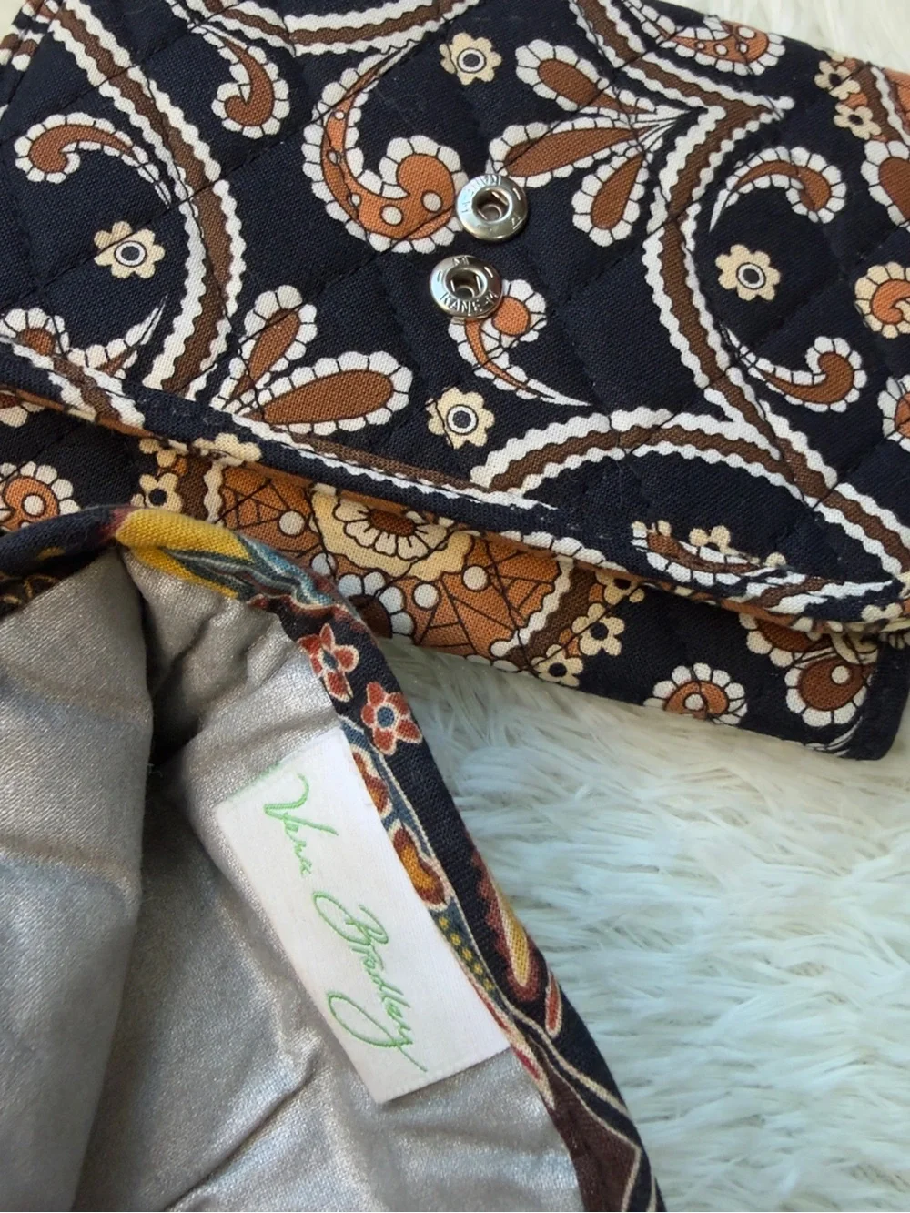 Vintage Vera Bradley Kensington Quilted Trifold Wallet & Long Case Set Paisley
